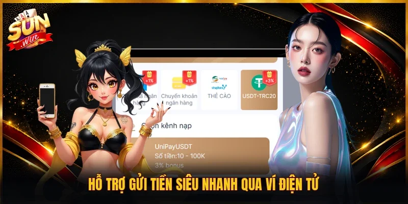 Hỗ trợ gửi tiền siêu nhanh qua ví điện tử
